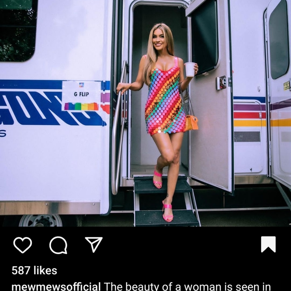 Irene chain dress from Mew Mews as seen on Chrishell Strauss from Selling Sunset